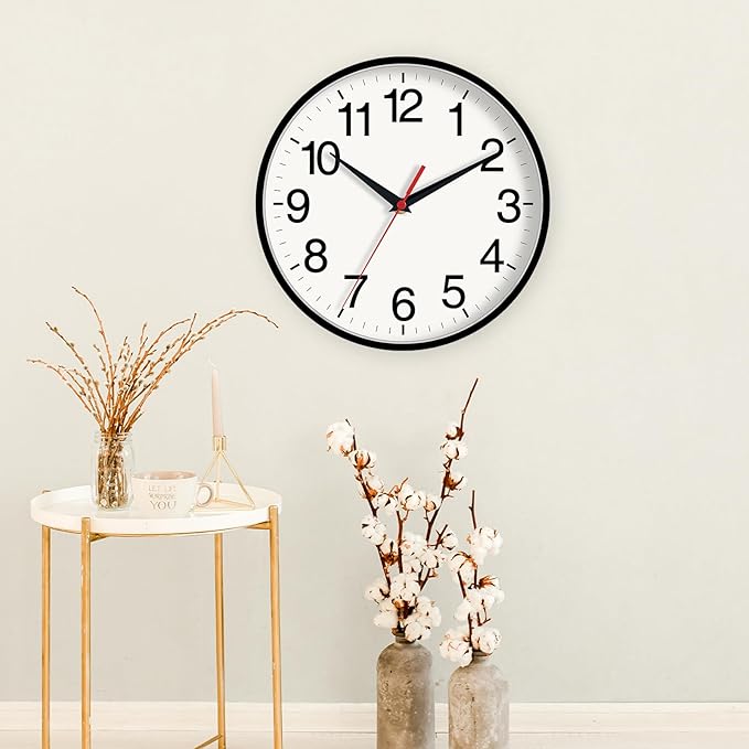16 Inch Wall Clock, Large Wall Clocks Battery Operated, Big Silent Non-Ticking Analog Clock Decorative for Living Room, Office, Kitchen, Outdoor,Classroom, Bedroom, Bathroom, School(Black)-Ruum Studio Home