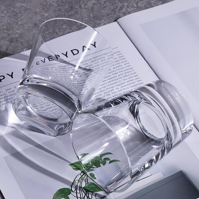KAMMAK Crystal Whiskey Glasses Set of 2, Hand Blown 8.79oz Old Fashioned Glasses Stemless, Luxury Handcrafted Cocktail Glasses, Scotch Cup for Women, Men Gift for Rocks, Bourbon, Bar Barware-Ruum Studio Home