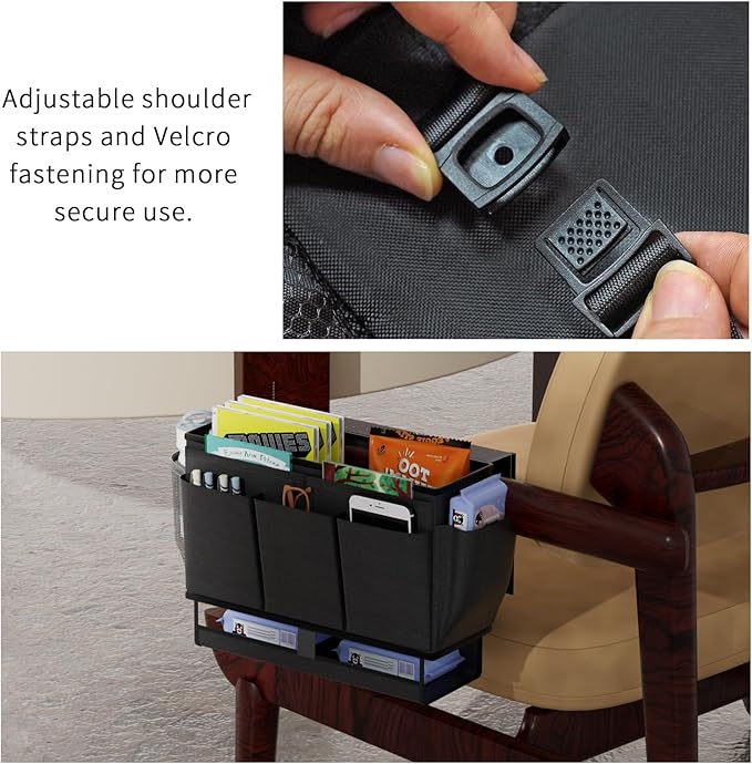 Bedside Caddy, Bed Organizer with 11 Pockets and Power Strip Holder,Versatile Bedside Storage Caddy for Home,Dorm,Bunk,Hospital,Crib Bed (Black)-Ruum Studio Home