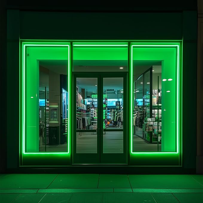 GZBtech Flexible LED Neon Rope Lights 16.4FT,AC 110-120V Waterproof Strip Light, 120 LEDs/M Cuttable Connectable Neon Lighting for Indoor Outdoor Home Decor/Commercial Building Use-Green 5M-Ruum Studio Home
