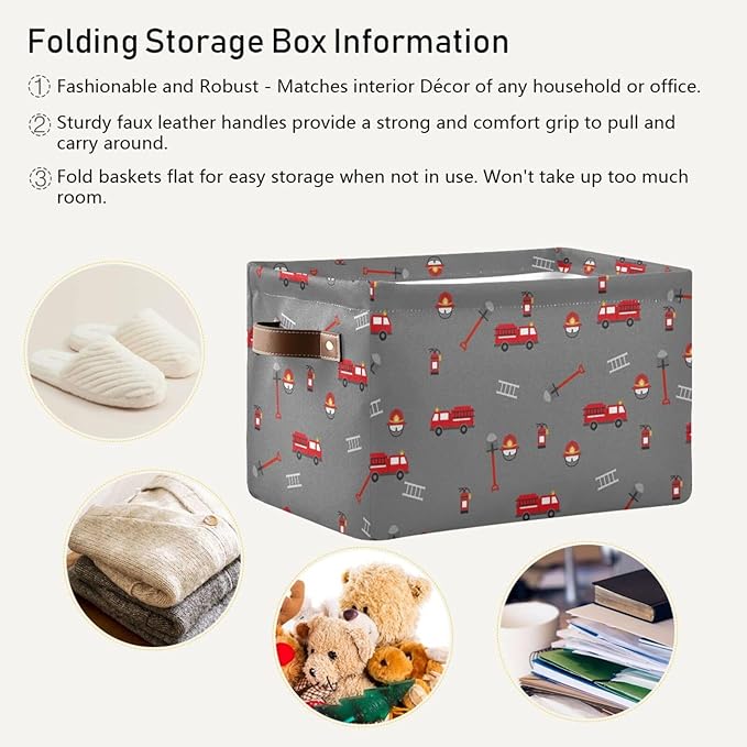 Storage Basket Bin Firefighter Equipment and Tools Organizer Basket Collapsible Shelf Basket Cube with handle for Nursery Bedroom Bathroom-Ruum Studio Home