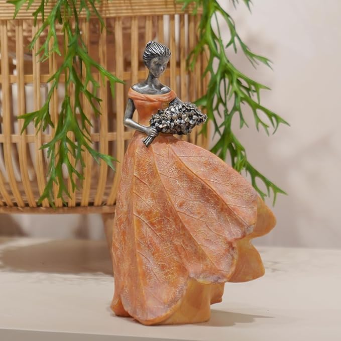 Guichifun Fairy Statue Collection Home Decoration - Orange Leaf Angel Girls Resin Fall Decor for Outside or Inside Rustic Garden Outdoor Yard Decorations Figurines Gift 7.5 x 4.5 x 11.5 Inch-Ruum Studio Home