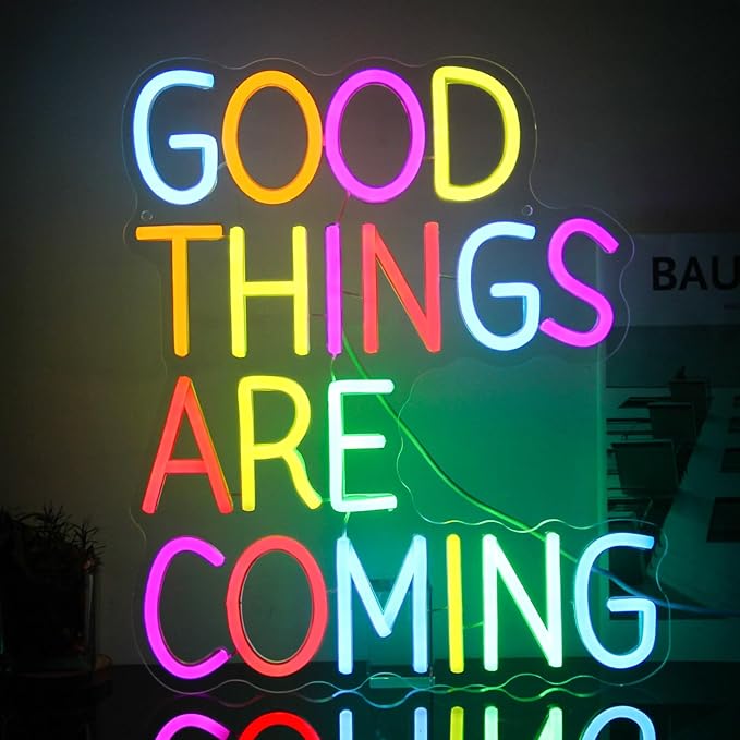Good Things Are Coming Neon Sign Colorful Letters Neon Lights Signs Motivational Decor Inspirational Quotes LED Neon Signs for Wall Bedroom Bar Office Man Cave Dorm Decor Birthday Gifts-Ruum Studio Home