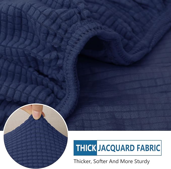 hyha Waterproof Couch Cushion Covers for Pets, Non Slip Sofa Seat Cover for Dogs Washable, Soft Thick Stretch Jacquard Fabric, Sofa Slipcovers with Elastic Bottom (1 Piece for Backrest M, Navy)-Ruum Studio Home