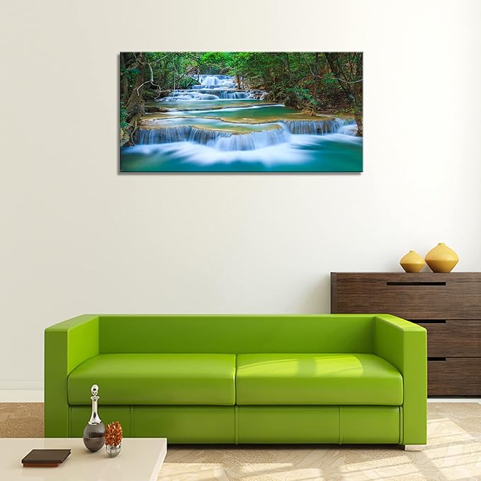 DZL Art S75275 Canvas Prints Wall Art Forest Waterfall Landscape Forest Scenery Painting Nature Wilderness Photography for Living Room Bedroom Bathroom Home Office Decor-Ruum Studio Home