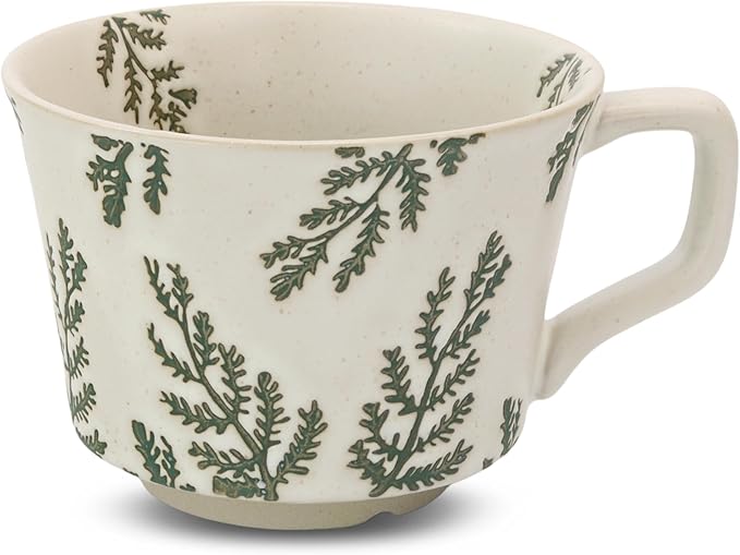 Ceramic Coffee Mug, 12 oz Novelty Unique Teacup with Large Handle, Stoneware Cup for Tea Mocha Latte Cappuccino Espresso (Leaf)-Ruum Studio Home