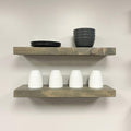 URBANDI, Rustic Floating Shelves, Set of 2, Hidden Bracket, Solid Wood, Heavy Duty, Wall Mounted Shelves, (Grey, 36Wx8D)-Ruum Studio Home