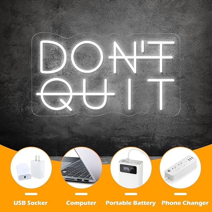 Don't Quit LED Neon Sign for Wall Decor, DO IT Neon Lights Party Decorations, USB Powered Switch Lighting Adjustable for Office, Gym, Man Cave, Gamer Room Decor-Ruum Studio Home
