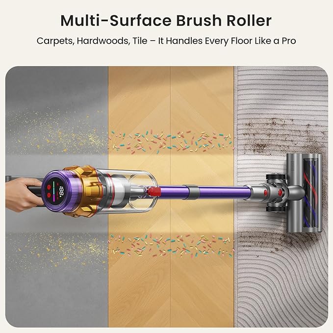 Xlife 550W Cordless Vacuum Cleaner 48KPa Powerful Suction, Long Runtime, Green Light Dust Detection, Adjustable Stick, Tangle-Free Brush for Pet Hair/Carpet/Hardwood Floors-P12-Ruum Studio Home