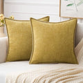 MIULEE Pack of 2 Couch Throw Pillow Covers 16x16 Inch Mustard Yellow Farmhouse Decorative Pillow Covers with Stitched Edge Soft Chenille Solid Dyed Fall Pillow Covers for Sofa Bed Living Room-Ruum Studio Home