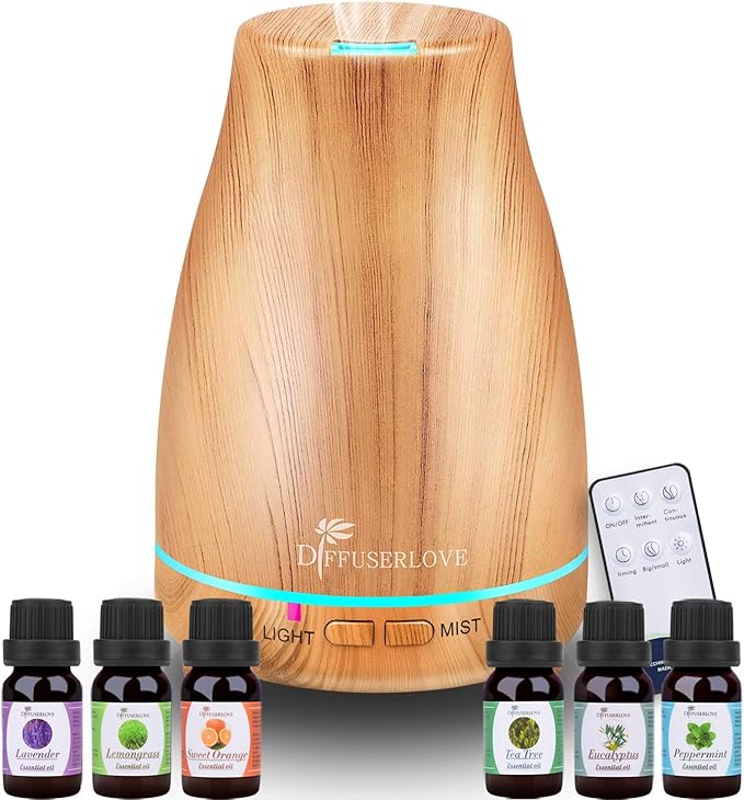 Diffuserlove Essential Oil Diffuser 200ML Aroma Diffuser Mist Humidifiers with 7 Color LED Lights, Auto Shut-Off Function for Bedroom Office Room House-Ruum Studio Home