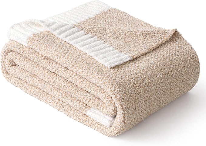 MIULEE Beige Super Soft Throw Blanket for Couch, Cozy Fluffy Warm Throws Knit Blankets for Sofa, Bed, Chair, Living Room, Camping, Picnic, 50 x 60 inch-Ruum Studio Home
