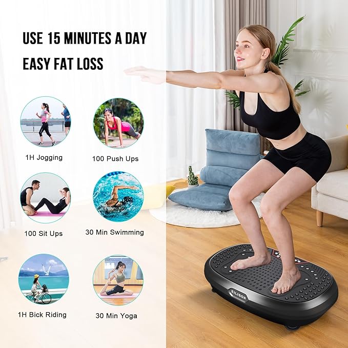 EILISON FitMax 3D XL Vibration Plate Exercise Machine - Whole Body Workout Vibration Platform w/Loop Bands - Lymphatic Drainage Machine for Weight Loss, Shaping, Wellness, Recovery-Ruum Studio Home