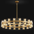 Modern 36" Gold Round Chandelier Light Fixture, K9 Crystal Chandeliers for Dining Room, Living Room, Dining Room Chandeliers Over Table, Chandelier for Bedroom, Foyer, Includes 36XG4 Bulbs-Ruum Studio Home