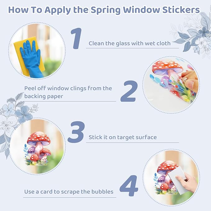 DC-BEAUTIFUL 116 PCS Spring Window Clings, 9 Sheets Double-Sided Hummingbird Butterfly Flower Easter Window Stickers, Reusable Static Floral Window Decals for Home School Office Party Decors-Ruum Studio Home