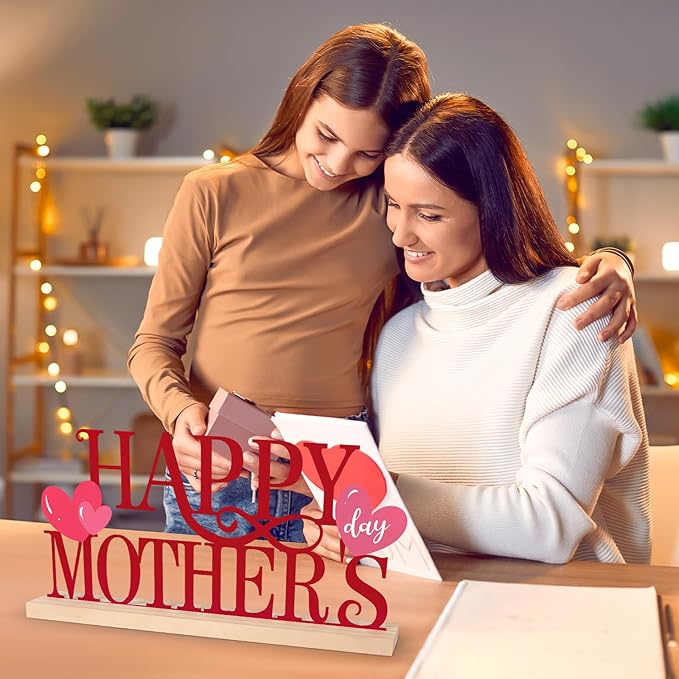 COCHIE Metal Happy Mother's Day Sign, Mothers Day Decorations for Home, Shelf, Mantel, Indoor, Mothers Day Gifts for Mom from Daughter Son, Mother Day Table Top Party Decoration (Mother's Day)-Ruum Studio Home