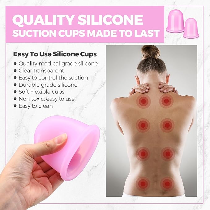 TrelaCo 12 Pcs 2 Size Cupping Therapy Set Silicone Anti Cellulite Cupping Kit for Massage Therapy Cupping Therapy Set Vacuum Suction Cup for Arthritis Relief, Pain Reduction Adults Home Use (Purple)-Ruum Studio Home