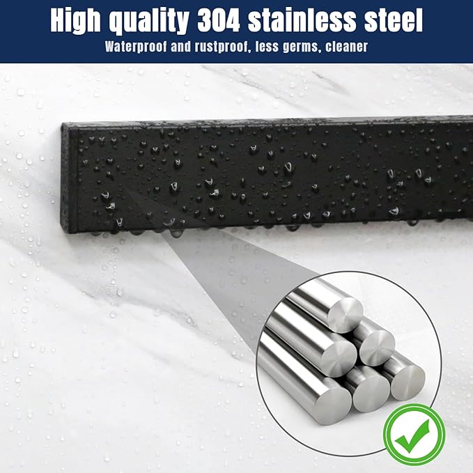 Dmore magnetic knife holder for wall—with 4 hooks, No Drilling 23 Inch black knife magnetic strip, Powerful knife magnet rack, include Adhesive Tape and screws for Knives, Utensils, and Tools-Ruum Studio Home
