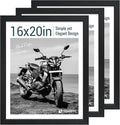 16x20 Picture Frame Set of 3 - Black Woodgrain, Solid Wood, HD Tempered Glass, Wall Gallery Poster Frame-Ruum Studio Home
