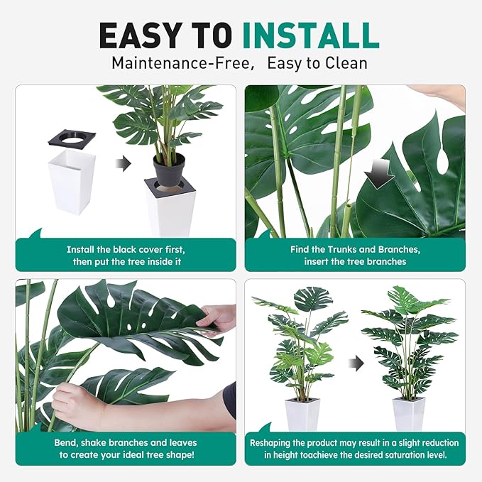 Artificial Monstera Plant 5ft, Realistic Fake Plants with Silk Leaves & Texture Trunk, Artificial Plants for Home Office Decor Indoor Outdoor Housewarming Gift-Ruum Studio Home