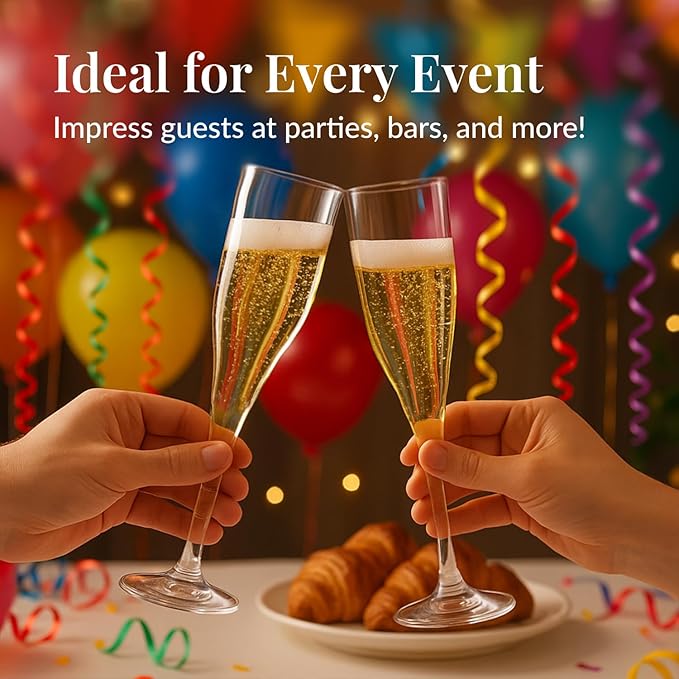 Prestee 100 Pack Clear Plastic Champagne Flutes - 4.5 oz Durable Disposable Champagne Glasses for Parties, Weddings, Toasting and Large Celebrations - Elegant Wine Glasses Stemware for Easy Cleanup-Ruum Studio Home