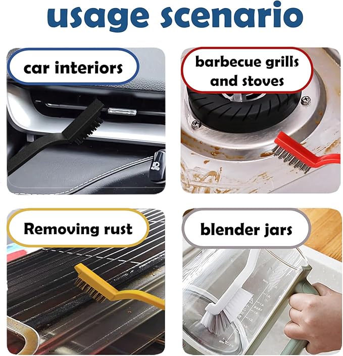 Crevice Cleaning Brush Set, Multi-Purpose Hard Bristle Brushes for Deep Cleaning Kitchen, Bathroom, Grout, Sink, Cup, Teapot, Bottle, Blender, Corners, Tight Spaces & More-Ruum Studio Home