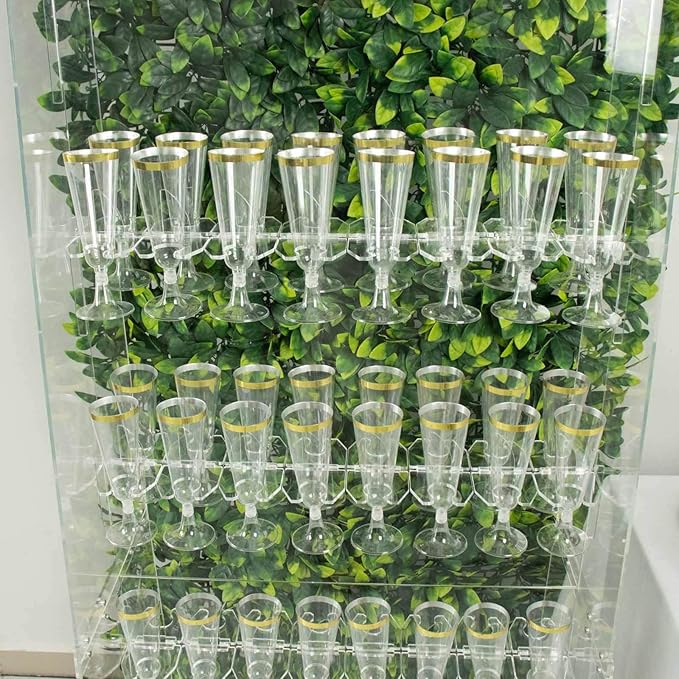 Tableclothsfactory 20 Pack | 3" Clear Acrylic Glass Holder Hooks for Double Side Display On Champagne Rack Stand-Ruum Studio Home