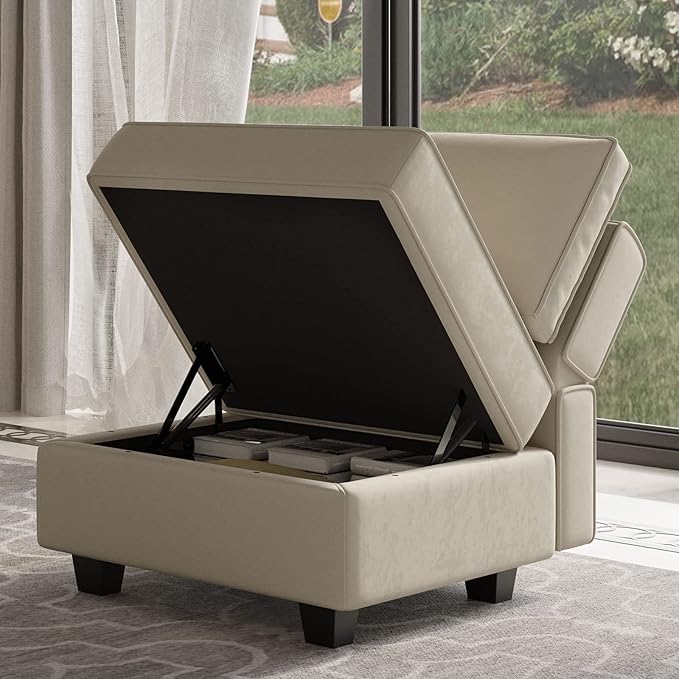 Belffin Modular Sofa Middle Module with Storage Accent Armless Chair for Modular Sectional Sofa Couch Velvet Grey-Ruum Studio Home