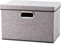 PRANDOM Foldable Storage Boxes with Lids [1-Pack] Linen Fabric Collapsible Storage Bins Organizer Containers Baskets Cube with Cover for Home Bedroom Closet Office Nursery (14.9x9.8x9.8)-Ruum Studio Home