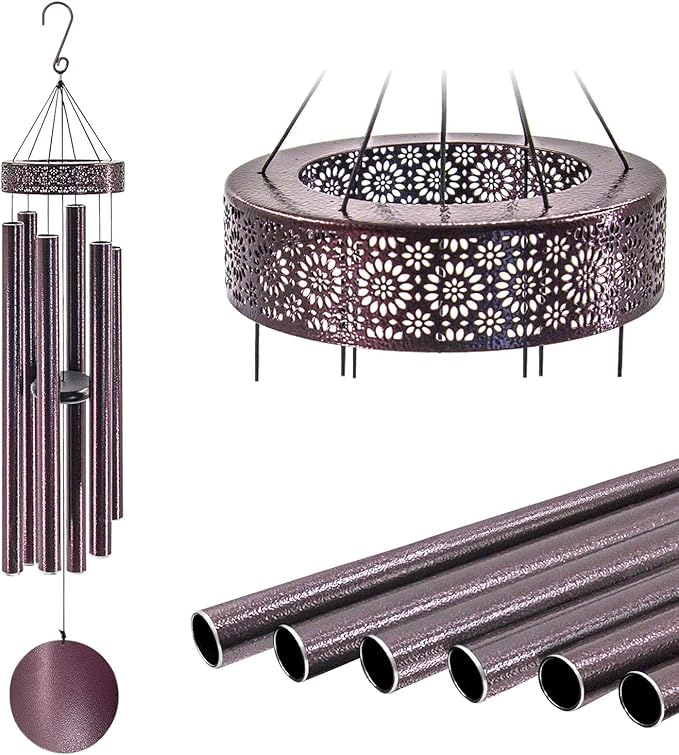 ASTARIN 48'' Large Wind Chimes - 6 Heavy Tubes, Memorial Outdoor Chimes for Garden Decor, Sympathy Gifts, Bronze-Ruum Studio Home
