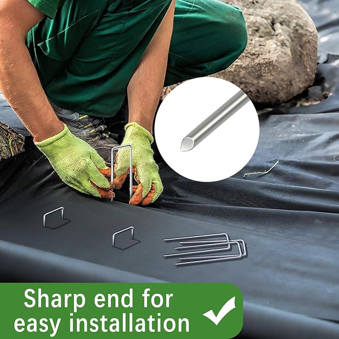 100 Pack Landscape Staples 4 Inch 12 Gauge Garden Stakes Galvanized Garden Staples Pins Anti-Rust Ground Stakes for Weed Barrier, Irrigation Tubing, Yard Lawn, Landscape Fabric-Ruum Studio Home