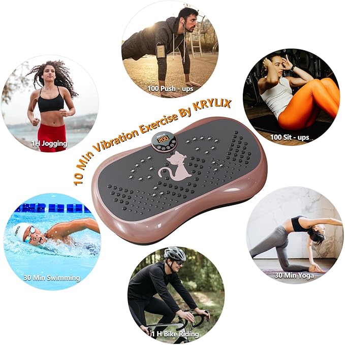 KRYLIX Vibration Plate Machine Exercise Platform for Whole Body Vibration Workout Weight Loss Lymphatic Drainage Fitness Platform Exercise Machine Vibrating Platform for Women Men-Ruum Studio Home