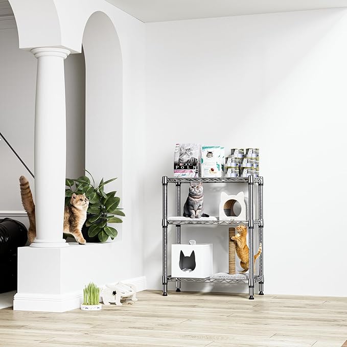 750 lbs 3 Tier Shelf Metal Storage Shelves Wire Rack Closet Organizers for Garage Kitchen Bathroom Laundry Chrome 11.8" D x 25.6" W x 31.5" H-Ruum Studio Home