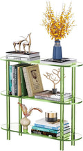 Clear Bookshelf, Acrylic Bookcase with Open Book Shelf Console Table for Entryway Office (3 Tier Green)-Ruum Studio Home