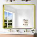 Gold Bathroom Mirror, 36x48 Inch Rectangular Framed Mirror, Large Wall Mounted Bathroom Vanity Mirror Over Sink for Bedroom,Restroom, Living Room, Hangs Vertically or Horizontally-Ruum Studio Home