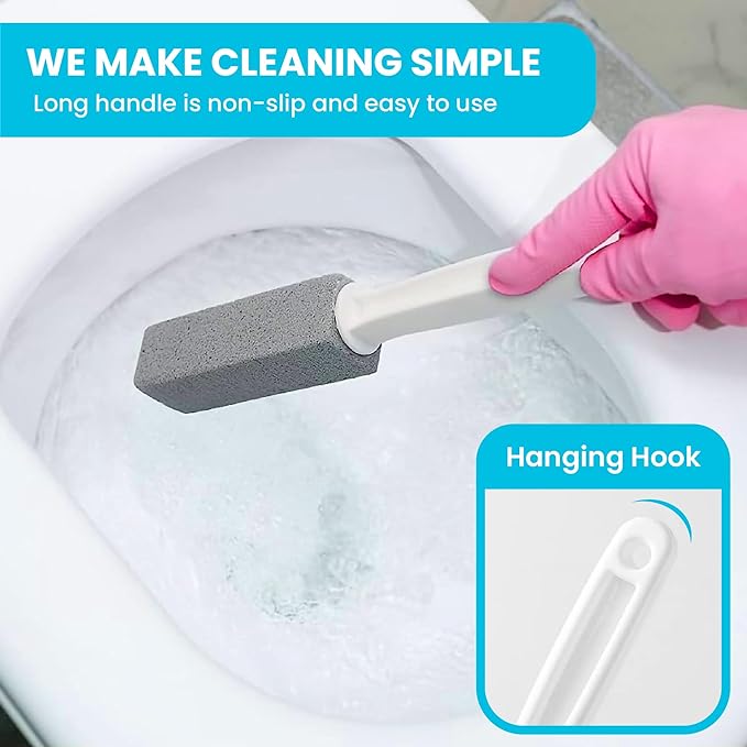 Pumice Stone Toilet Bowl Cleaner | Toilet Pumice Stone with Extra Long Handle | Scouring Stick for Toilet Cleaning, Stain Removal on Toilets, Grills, Tiles, Grout & Pools | 2 Pack-Ruum Studio Home