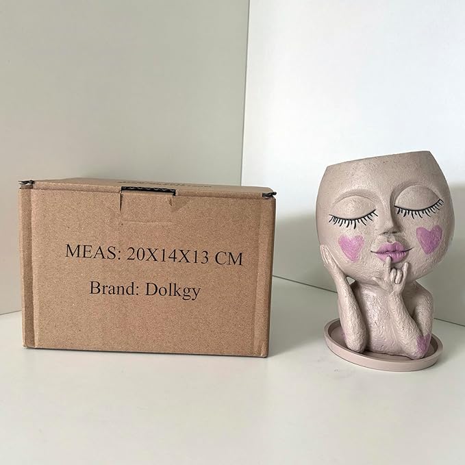 Face Flower Pots Head Planter, Cute Resin Planters for Indoor Outdoor Plants, Macetas para Plantas Unique Head Plant Pot-Ruum Studio Home