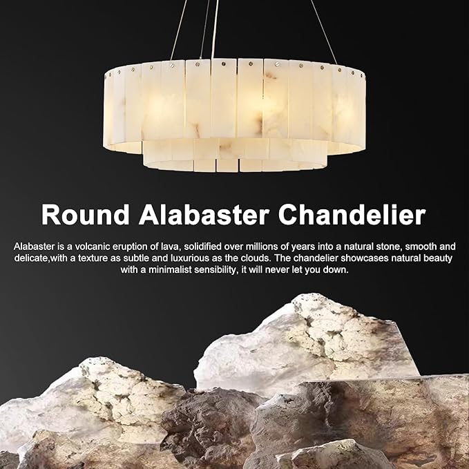 Alabaster Chandeliers D23in Round Chandeliers for Dining Room Small Chandelier Light Fixture for Kitchen Living Room Foyer Entryway Hallway-Ruum Studio Home
