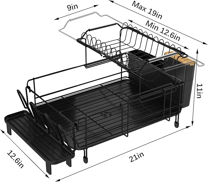 Runnatal Large Dish Drying Rack with Drainboard Set, Stainless Steel Detachable 2-in-1 Large-Capacity 2-Tier Over The Sink Anti-Rust Dish Rack and Dish Drainer for Kitchen Counter-Ruum Studio Home