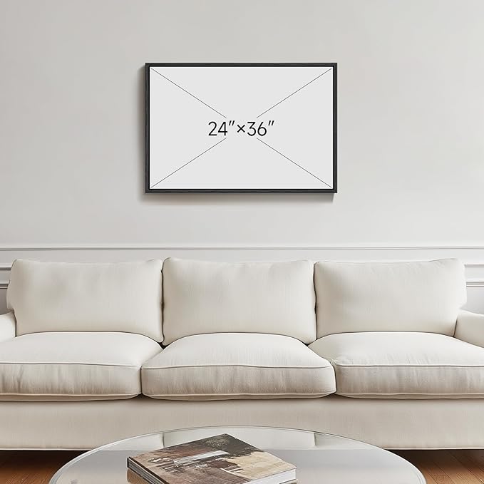 Framed Black and White Abstract Canvas Wall Art, Large Modern Art Prints Paintings Artwork for Walls, Minimalist Gray Pictures for Living Room Bedroom Dining Room Office Bathroom Wall Decor 24x36 In-Ruum Studio Home