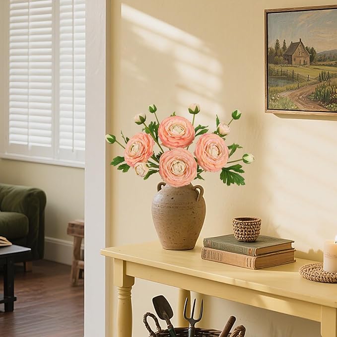 IPOPU 4PCS Real Touch Ranunculus Artificial Flowers Faux Ranunculus Flowers for Vases Real Look Silk Peonies Fake Peony Flowers for Home Indoor Wedding Centerpieces for Table Decorations (Champagne)-Ruum Studio Home