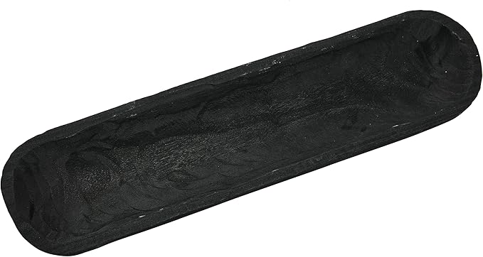 Creative Co-Op Decorative Paulownia Wood Bowl, Black-Ruum Studio Home