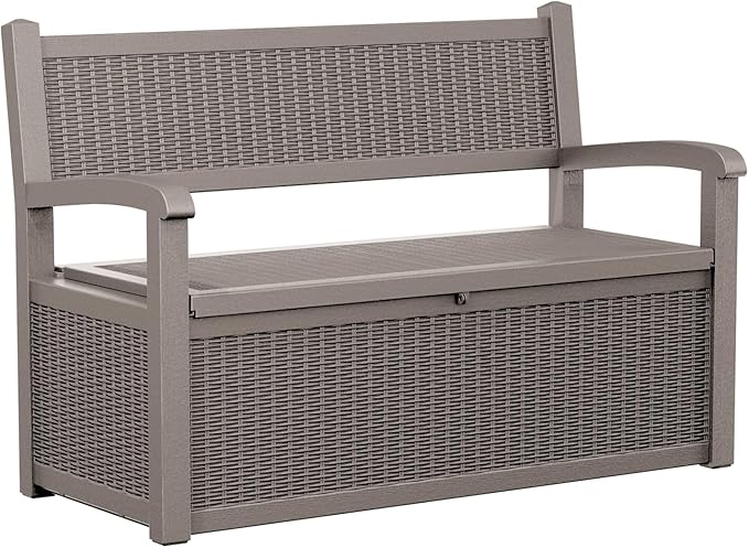 DRATO 75 Gallon Storage Bench Deck Box Outdoor Indoor,Lockable Durable All-Weather Seating with Hidden Storage,Deck Storage for Garden, Pool, Patio,Gray-Ruum Studio Home