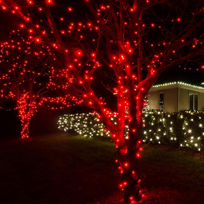 Dazzle Bright 300 LED Christmas String Lights, 100 FT Connectable Waterproof String Lights Green Wire with 8 Modes Christmas Decoration for Indoor Outdoor Party Yard Garden Decor (Red)-Ruum Studio Home