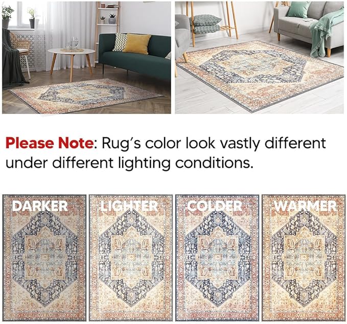 Keen Home Design 2x10 Rug - Machine Washable Runner with Non-Slip Backing, Ideal for Hallway, Entryway, Kitchen, Laundry Room - Vintage, Easy Clean, Durable, Low Pile Rug - (2'6" x 10')-Ruum Studio Home