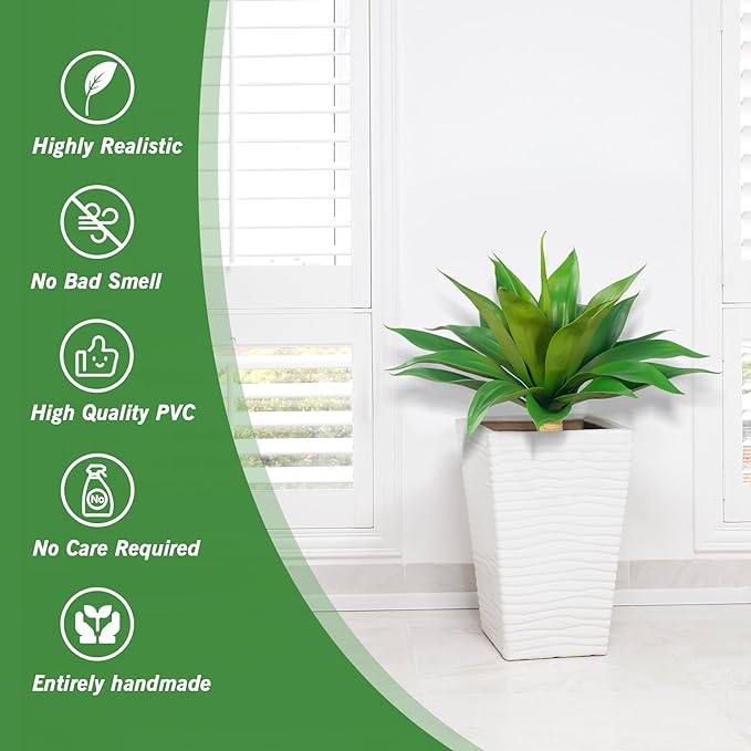 Artificial Agave Plants,Large UV Resistant Fake Agave Planters for Indoor and Outdoor Decorating Plantas Artificiales Decorativas Grandes(2Pack, 28")-Ruum Studio Home