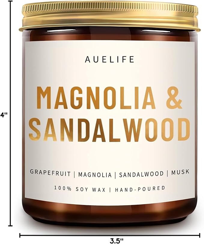 Scented Candles for Home - Magnolia & Sandalwood Candle | Aromatherapy Candle Gift for Women & Men, Soy Candles for Home Scented - 7oz-Ruum Studio Home