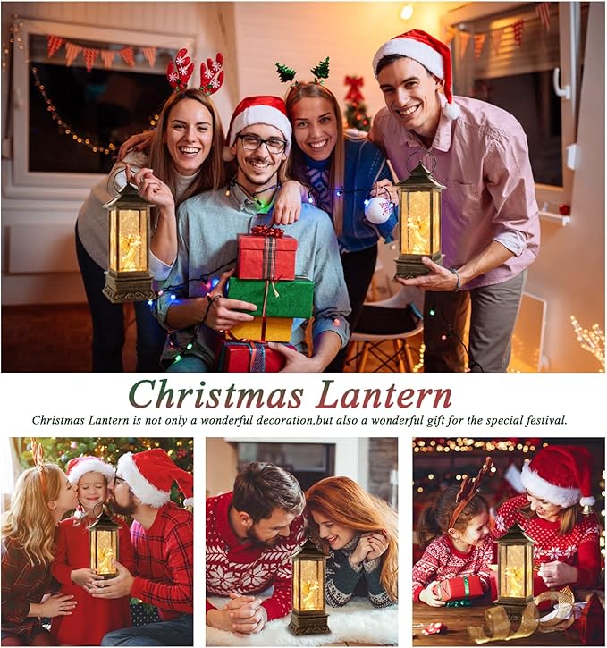 Christmas Decorations Snow Globe Lantern,Christmas Lantern with 8 Christmas Theme Music,Christmas Snow Globe Gifts Water Glittering Swirling Christmas Home Decoration（Dove Angel）-Ruum Studio Home