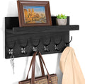 Shelf with Hooks, Coat Rack Wall Mount with 6 Double Metal Hooks, 17 Inch Farmhouse Wall Hooks with Shelf, for Entryway, Bathroom, Kitchen, Black-Ruum Studio Home