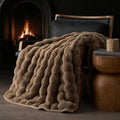 EVERGRACE Ultra Soft Luxury Fluffy Faux Rabbit Fur Throw Blanket, Thick Warm Fuzzy Blankets for Bed, Cozy Plush Reversible Blanket for Couch, Chair, Sofa, Natural Tan, 50x60 Inches, 870 GSM-Ruum Studio Home